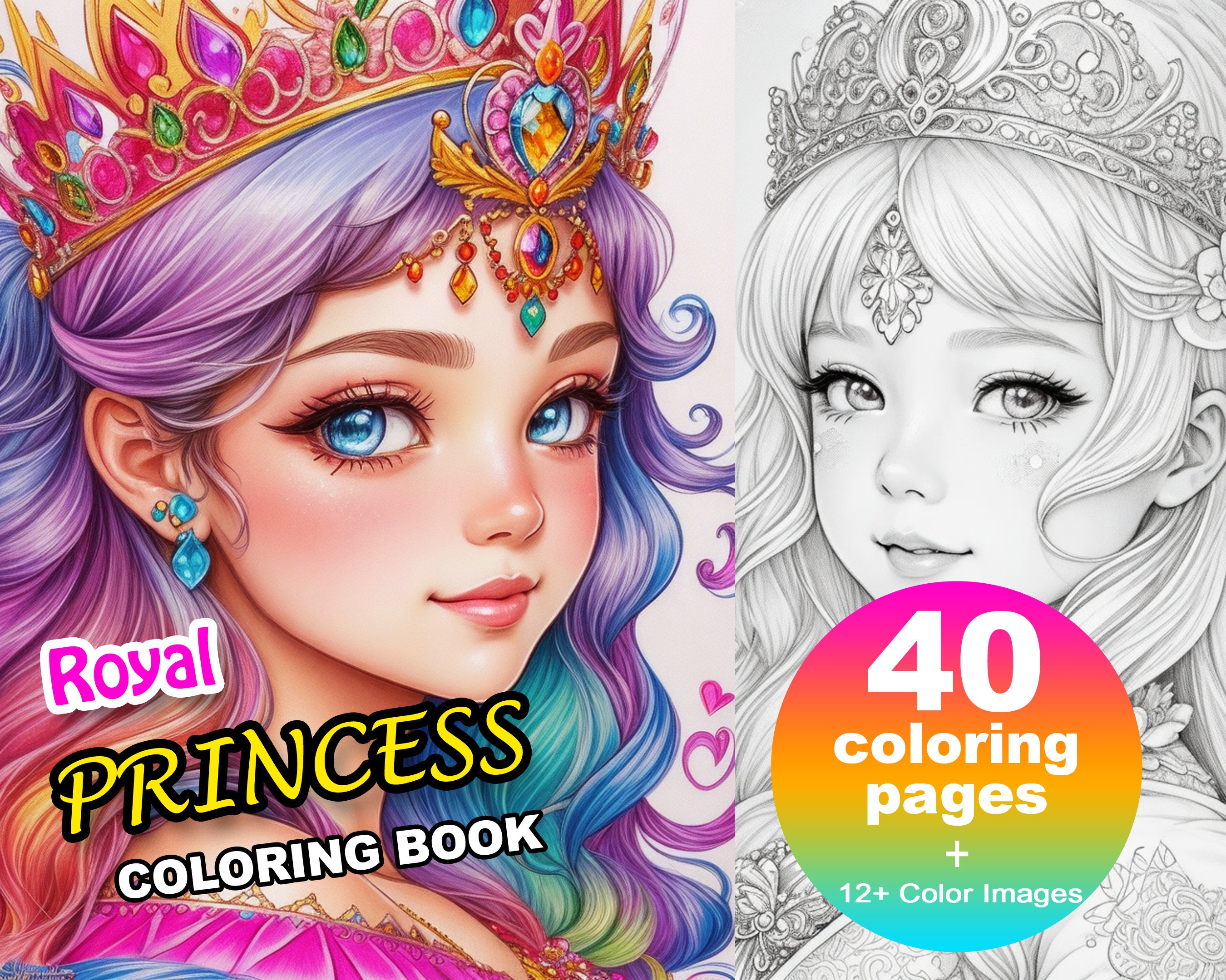 Princess Coloring Book Pages, Variety of Princess Coloring Pages for Girls,  Girl Princesses & Animal Princesses, Printable Princess Coloring 