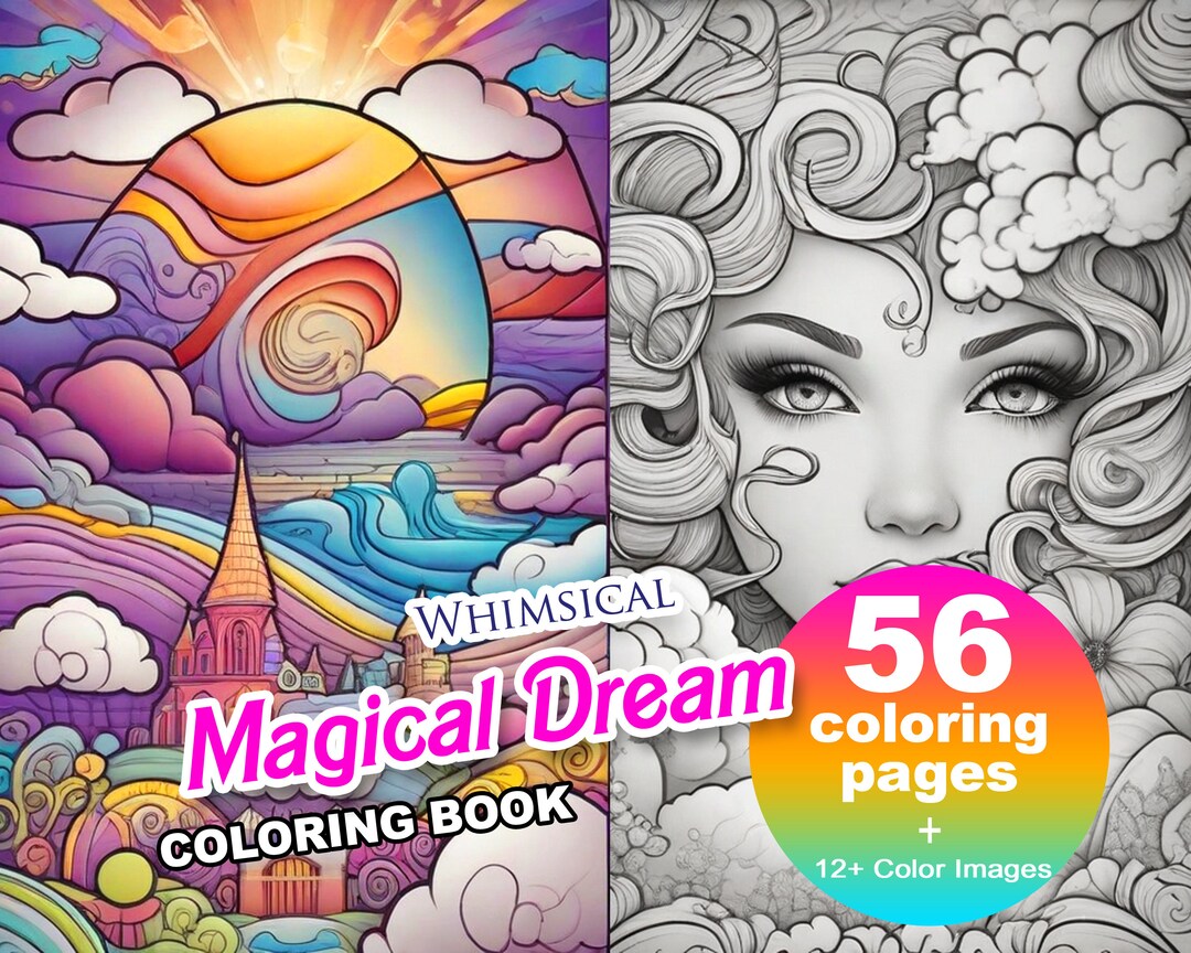 Fantastic Magical Dream Anime Coloring Book, Adults + Kids Instant ...