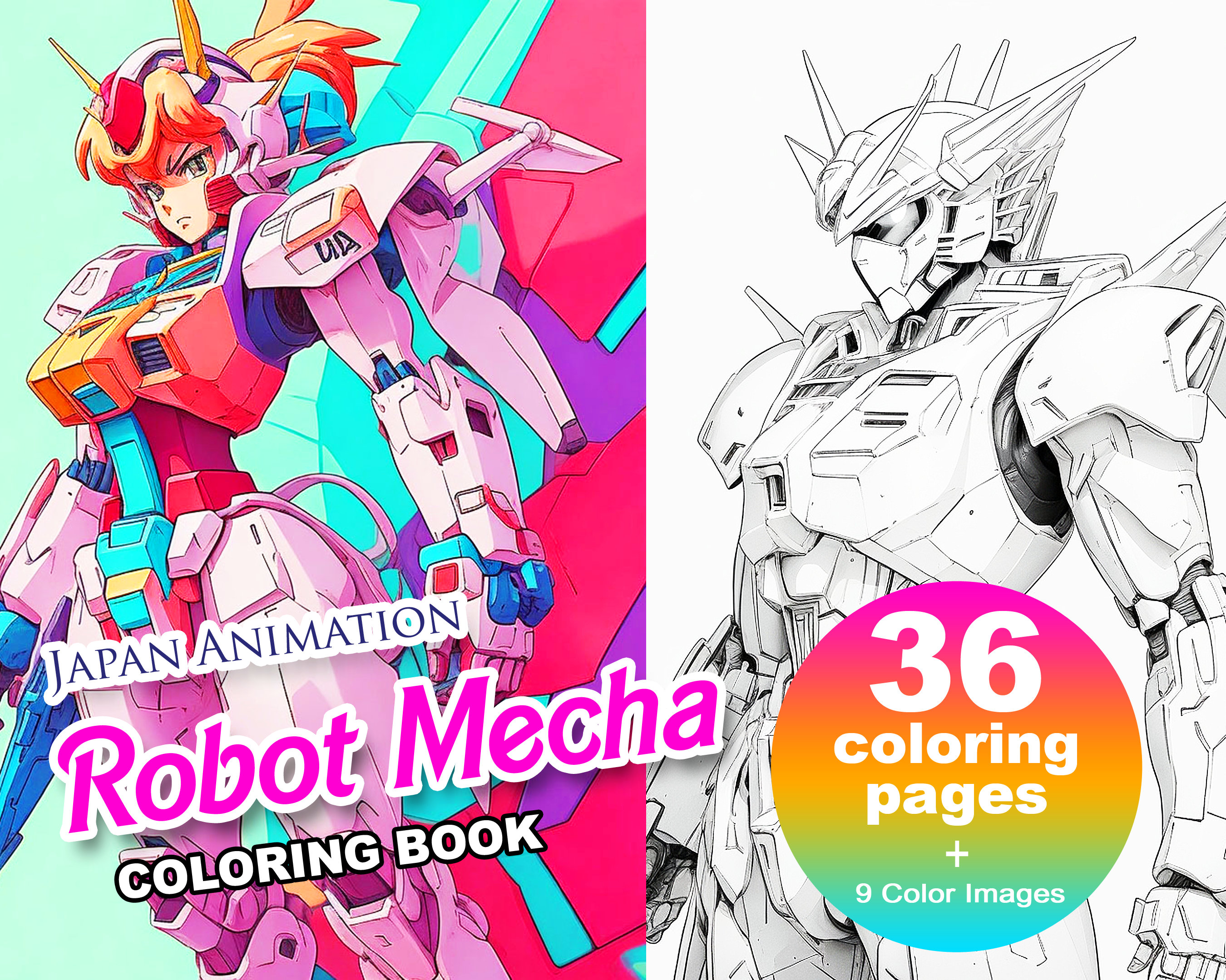 Japan Anime Robot Mecha Coloring Book & Pages, Coloring Page Art Japan