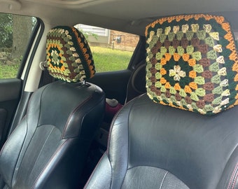 Colores personalizados: Fundas de reposacabezas de coche de crochet