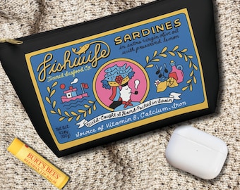 Sardine Cosmetic Bag Retro Tinned Fish Zipper Pouch