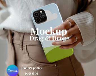 iPhone Case Mockup Canva Template: Printify Tough Case (Digital Download)