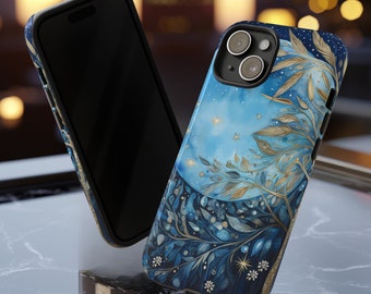 Floral Moon iPhone Case, Watercolor Design, Impact Resistant