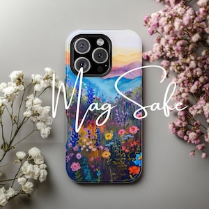 Gorgeous Mtn. Wildflower MagSafe iPhone Case/iPhone 16&#39;s 15&#39;s, 14&#39;s, 13&#39;s, + Pro & Max Boho Design iPhone Floral Magnetic iPhone Case
