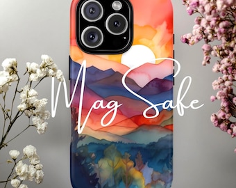 Watercolor Sunset iPhone Case: Pretty Sunrise MagSafe Cover