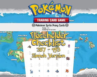 Sammelkarten Set Pokémon Sinnoh Dex Platzhalterkarten 252 - 386 | Spiel Sprite Pokédex Karten | Englische Namen | Vollständiges Sinnoh Living Pokédex Proxy Set