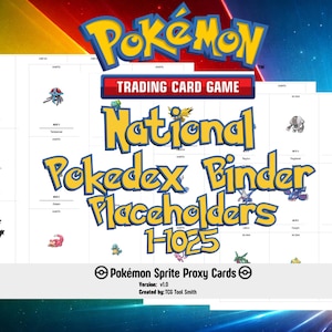 TCG Pokémon National Dex Placeholder Cards 1–1025 | Game Sprite Pokédex Cards | English Names | Complete Living Pokédex Proxy Set