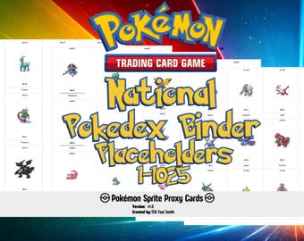 Cartes fantômes nationales Dex du JCC 1-1025 | Cartes Pokédex Sprite du jeu | Prénoms anglais | Ensemble complet de proxy Living Pokédex