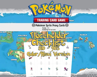 Sammelkarten Set: Galar/Hisui Dex #810–905 | Spiel Sprite Pokédex Karten | Englische Namen | Galar/Hisui Lebender Pokédex Proxy Set