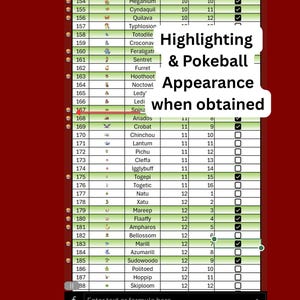 JCC Pokémon | Terminé 1-1025 | Liste de contrôle numérique du jeu Pokedex, feuille de calcul, prise en charge PC et iPhone/Andriod (Excel uniquement) image 3