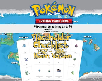Sammelkarten 252 - 386 der Pokémon Hoenn Dex | Spiel Sprite Pokédex Karten | Englische Namen | Vollständiges Hoenn Living Pokédex Proxy Set