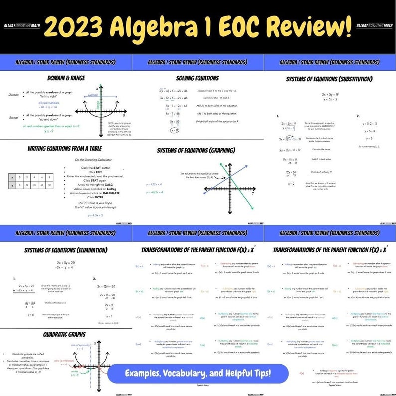 2023 STAAR Algebra 1 Study Guide Perfect For Quick Review Before The 2023 staar algebra 1 study guide perfect for quick review before the