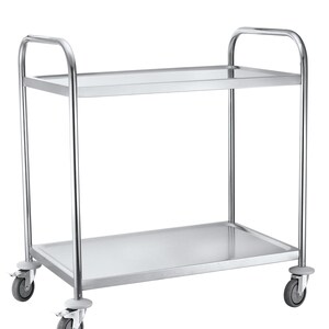 Stainless Steel Serving Cart with Two Tiers