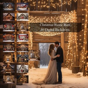 Christmas Rustic Barn Digital Backdrops, Photography Studio Overlays ...