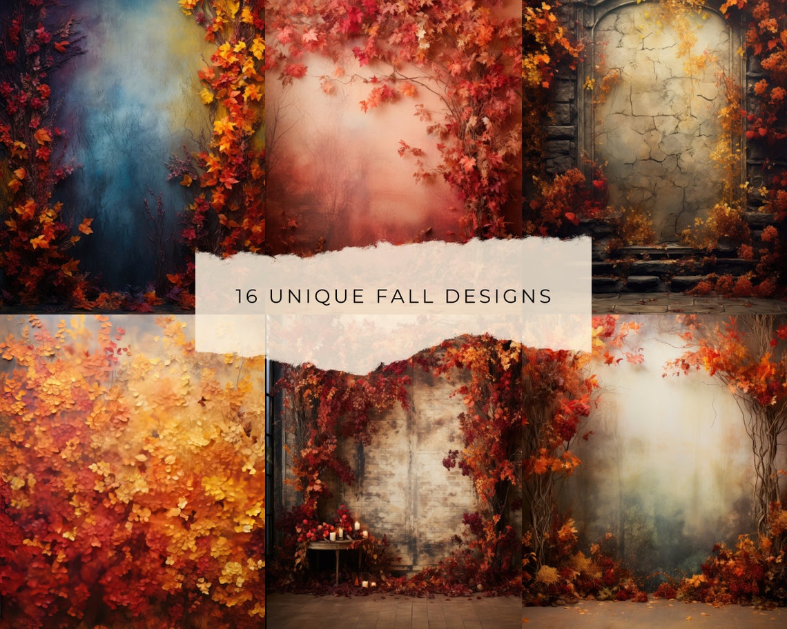 Automated Fall Background 16 Autumn Inspired Digital Backdrops, Fall Studio Props for Photography ...