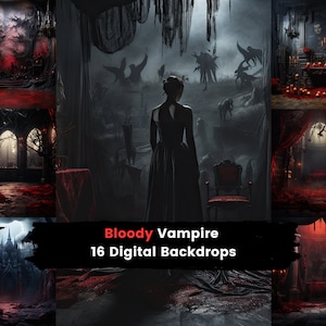 Vampire Digital Backdrops, Dark Room Photography For Halloween, Moody Fantasy Background Overlays, Vtuber Boudoir Gothic Castles Composites