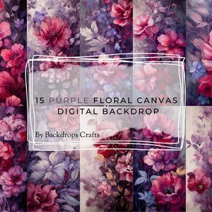 15 Summer Flowers Fine Art Textures, Purple Flower Backdrop, Photoshop Overlays, Photo Texture Backgrounds, Maternity Backdrop Overlays