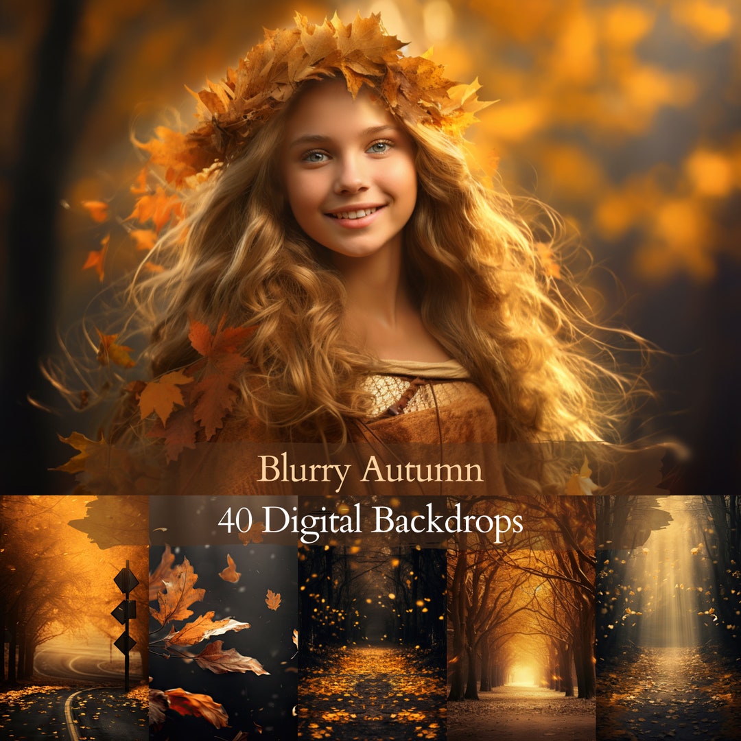 40 Autumn Blurred Background, Blurry Fall Digital Backdrops for Photo ...