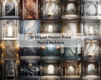 30 Fine Arts Textured Digital Backdrops, Elegant Marmer Rooms Digital Backdrop Overlays, Studio Photography Digital Backgrounds Photoshop