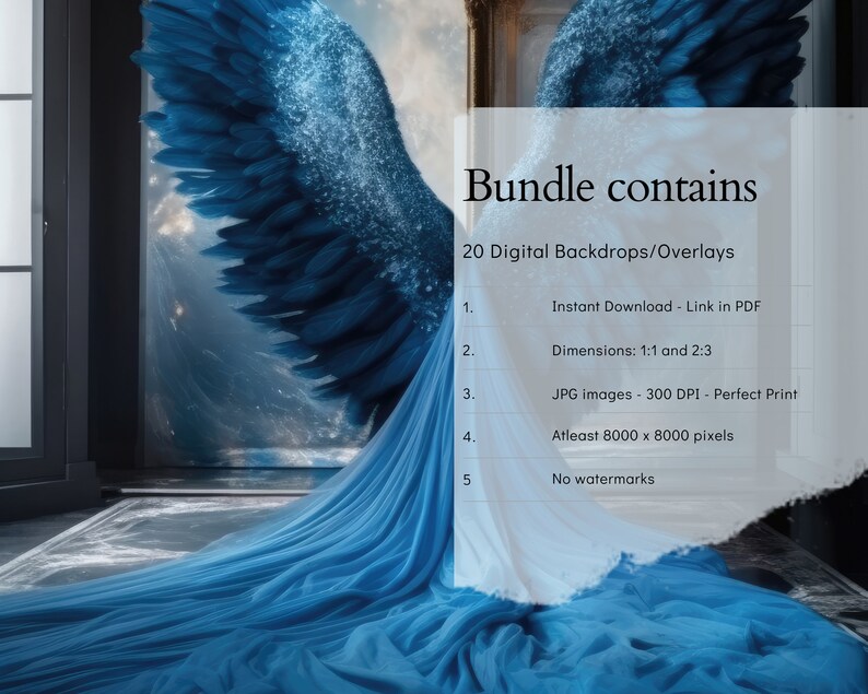 Blue Angel Wings Digital Backdrop, Maternity Photography (20 JPG Files ...