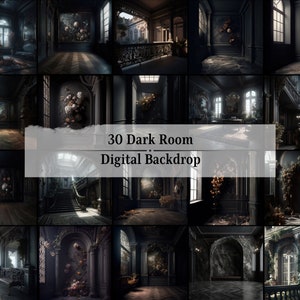 30 Digital Backdrops, Elegant Dark Room, Photoshop Overlays, Black Room Backgrounds, Studio Backdrops for Photographers, Maternity Backdrops