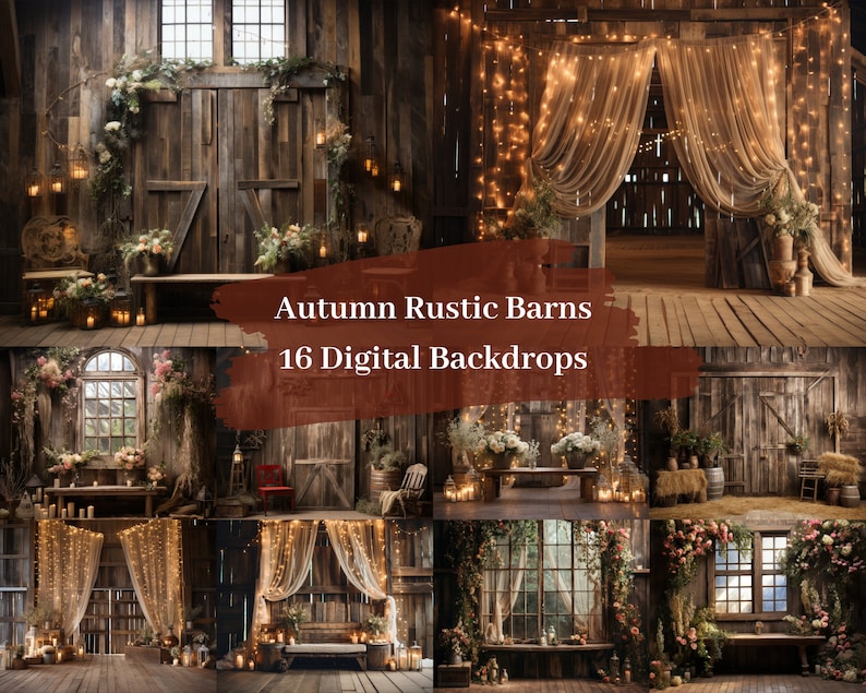 16 Autumn Inspired Rustic Barns, Cozy Digital Backdrops for Maternity ...