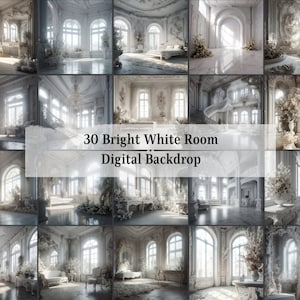 30 Digital Backdrops, Stunning White Room, Photoshop Overlays, Room Backgrounds, Studio Backdrops for Photographers, Maternity Backdrops