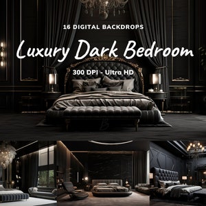 16 x Digital Zoom Backgrounds, Dark Digital Backdrops Bedrooms Mansions Inspiration Templates For Zoom, Google Meet Team Viewer Stock Images