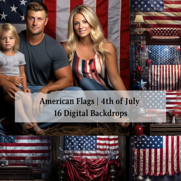 4th of July Digital Backdrops 16 American Flag Backgrounds Independence Day Backdrops Studio Backgrounds Overlay Blue White Red Photography