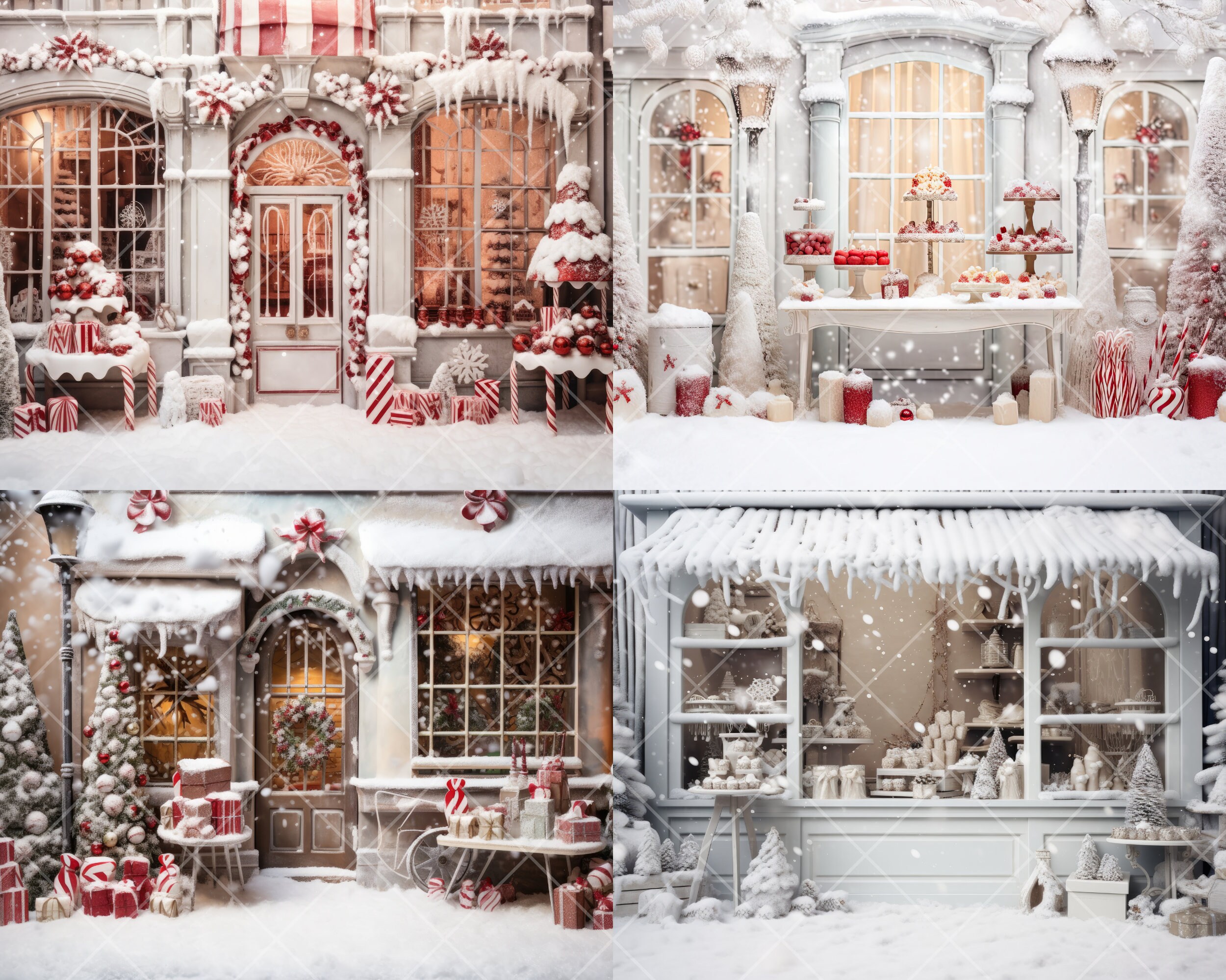 Christmas Digital Backdrops, Candy Store Backgrounds for Family and ...