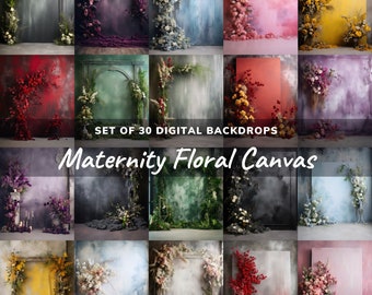 Floral Canvas Digital Backdrops, Maternity Portrait Overlays, Studio Backdrop Composite, Fine Art Texture, Photoshop Overlay, Background Set