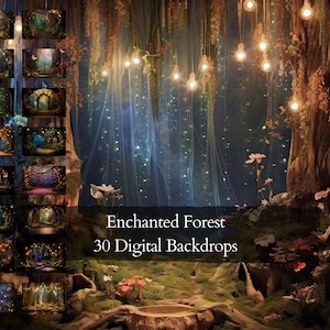 Enchanted Forest Digital Backdrops, Magical Background For Children Photography, Portrait Overlays, Whimsical Autumn, Fairy, Princess, Kids