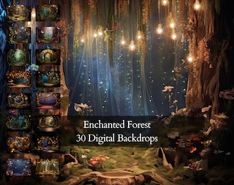 Enchanted Forest Digital Backdrops, Magical Background For Children Photography, Portrait Overlays, Whimsical Autumn, Fairy, Princess, Kids