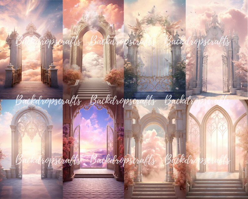 16 X Heavens Gate Digital Backdrop, Stairway to Heaven Template, Rest