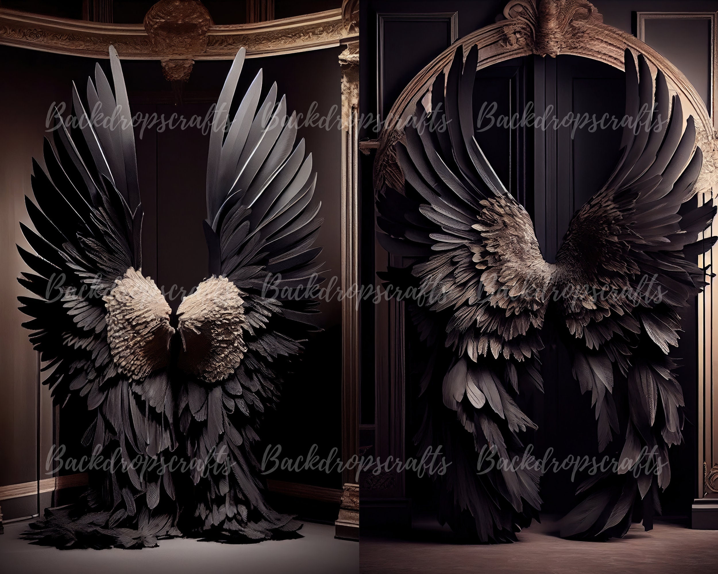 20 Digital Backdrops Black Angel Wings Digital Backgrounds - Etsy