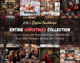 Gehele kerstcollectie digitale achtergronden | 300+ kerstachtergrond-megabundel | Portretfotografie JPG | Studio composiet-overlays
