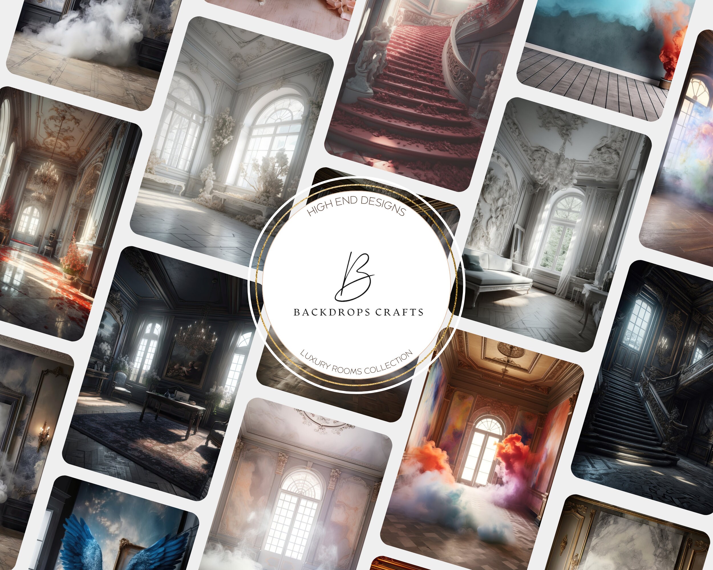 30 Digital Backdrops, Stunning White Room, Photoshop Overlays, Room ...