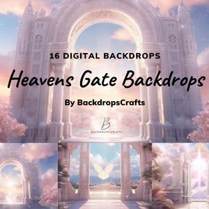 16 x Heavens Gate Digital Backdrop, Stairway To Heaven Template, Rest in Peace Background, Memorial Backdrop, Photoshop Background Overlay,