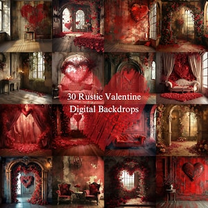 30 rustikale digitale Kulissen, romantische Interieur-Hintergrund, schöne Mutterschaftsfotografie, Photoshop Herz-Overlays, rote Rosen