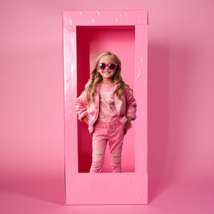 Doll Box Digital Background, 8 Pink Backdrops, Pink Doll Display Box Overlays For Girls, Photoshop Overlays, Pink Dolly Mockups, Photo Edit