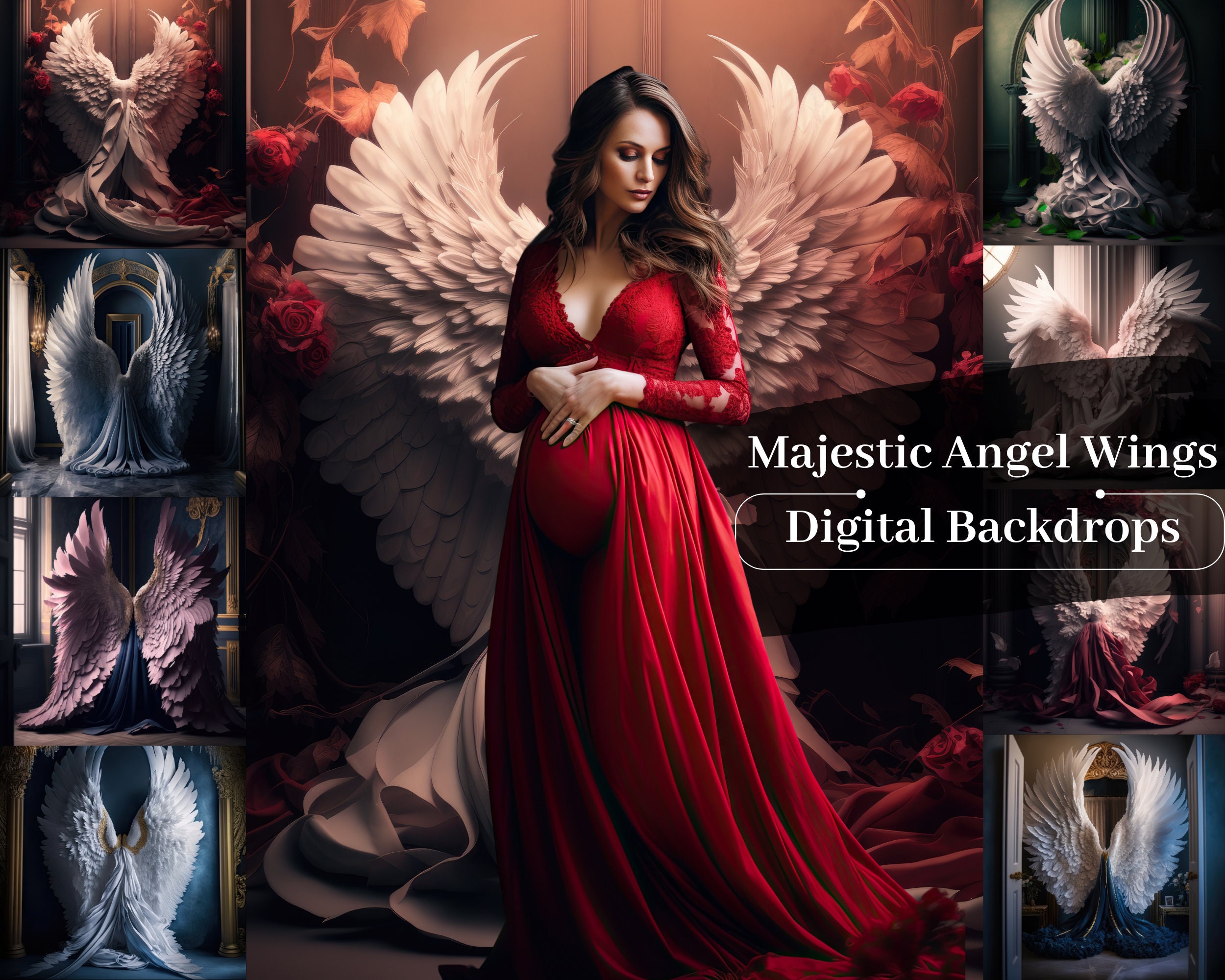 Angel Wings Digital Backdrops, Stunning Maternity Background Overlays ...