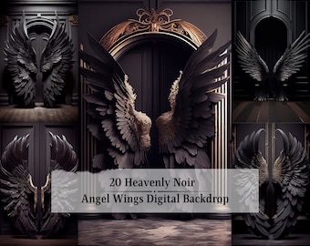 Black Angel Wings Digital Backdrop: Fine Art Photography (Digital Download)