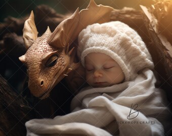 Newborn Backdrop Digital Photography, Add Face Insert, Baby Dragon Nest Background, Cream Newborn Overlays, Photo Prop Composite, Studio JPG