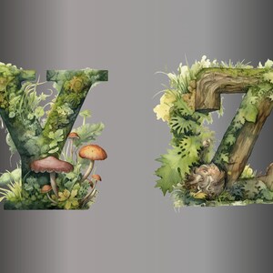 Watercolor Moss Alphabet Letters, This Fungi Mushroom Font is for ...