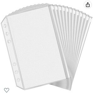 May include: A pack of 20 clear plastic sheet protectors with a 3-hole punch design. The protectors are designed to hold loose papers or documents.