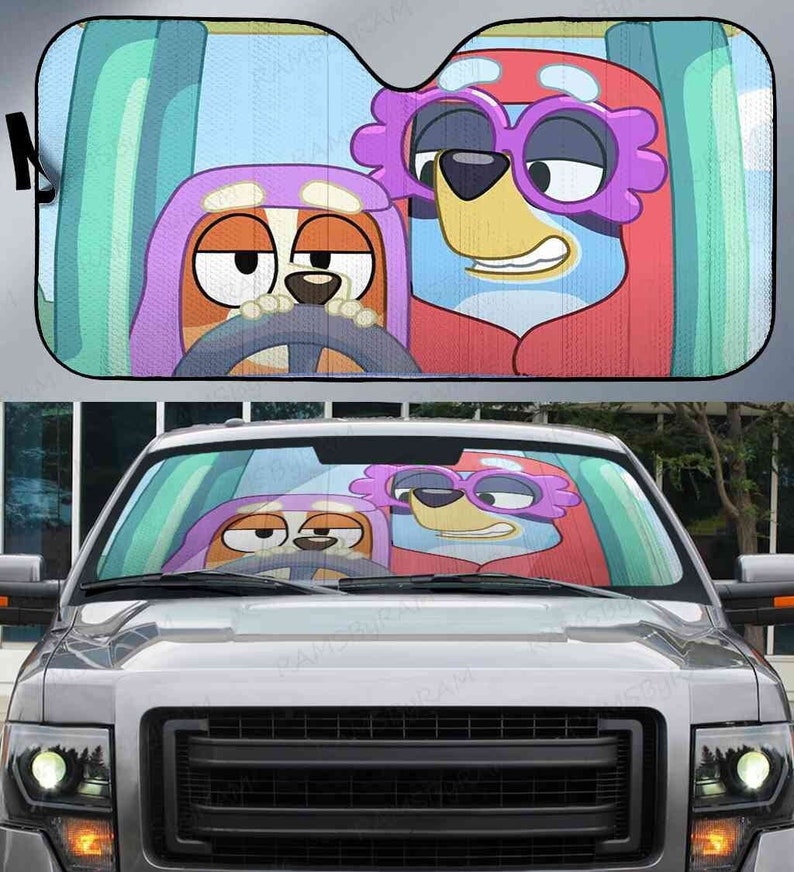 Bluey in Cars Car Sunshade Bluey Car Sun Protector Funny Etsy
