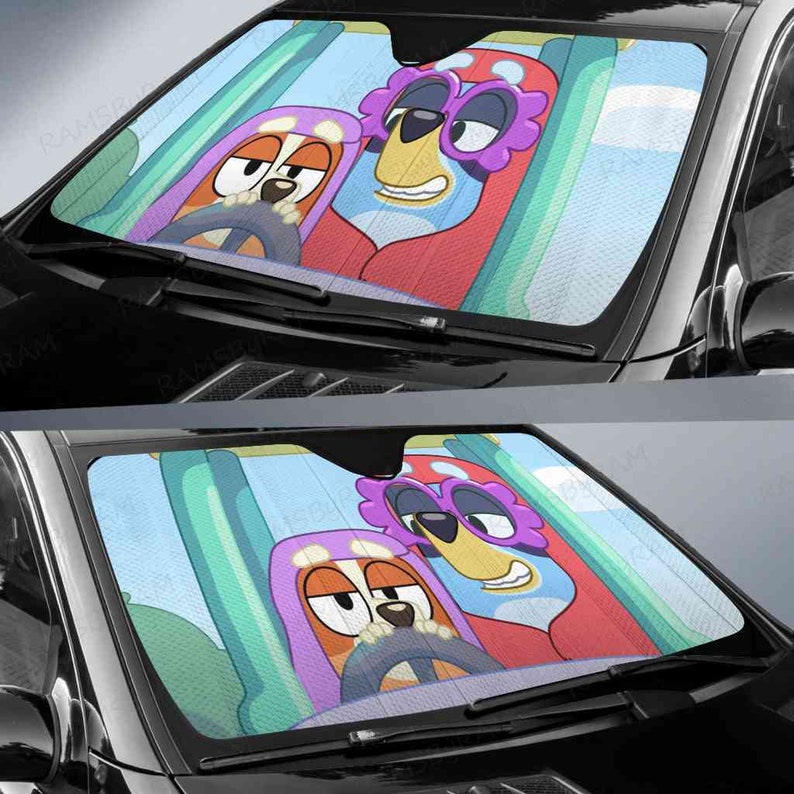 Bluey in Cars Car Sunshade Bluey Car Sun Protector Funny Etsy