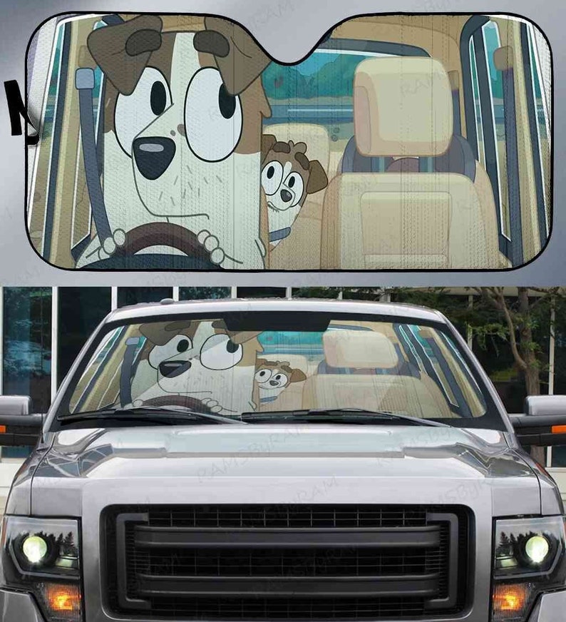 Bluey in Cars Car Sunshade Bluey Car Sun Protector Funny Etsy