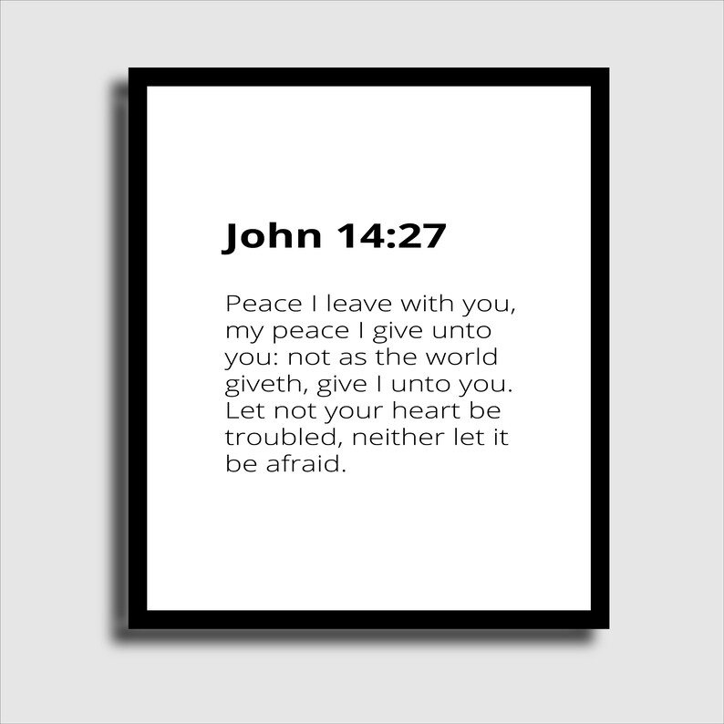 John 14 27 Printable Wall Art Digital Download, Peace I Leave With You