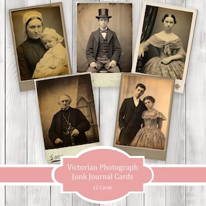 Conjunto de cartões de diário fotográfico vitoriano - Diário de lixo, diário para impressão, etiquetas de diário de lixo, itens efêmeros de diário de lixo